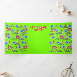 Carte Trois Volets Bonne 5e carte d'anniversaire, 5 verte