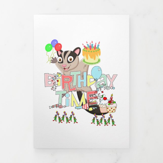 Carte Trois Volets Bonne carte de gâteau Possum à l'anniversaire (Page de couverture)