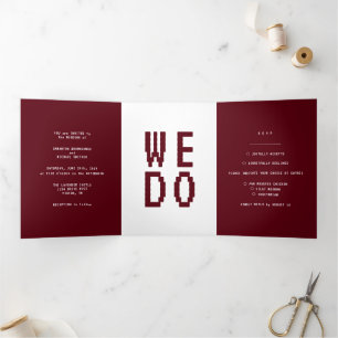 Carte Trois Volets Burgundy Joueur Formel minimal Nous Nous marions