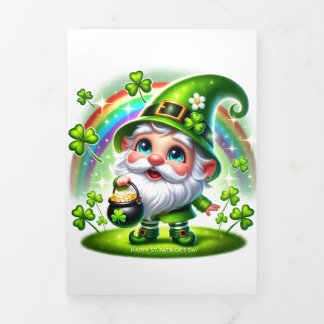 Carte Trois Volets Carte Jour de la Saint Patrick mignonne avec Gnome