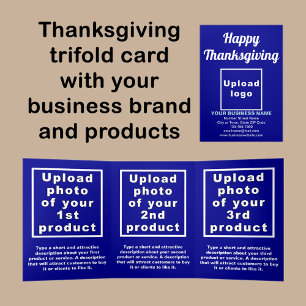 Carte Trois Volets Carte triangulaire Business Thanksgiving Blue Trip