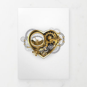 Carte Trois Volets Cœur Steampunk avec un Manomètre
