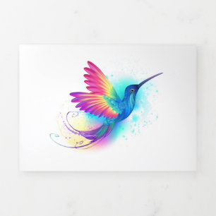 Carte Trois Volets Colibri arc-en-ciel exotique