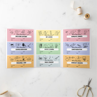 Carte Trois Volets DIY Custom Activity Coupons Trifold Card