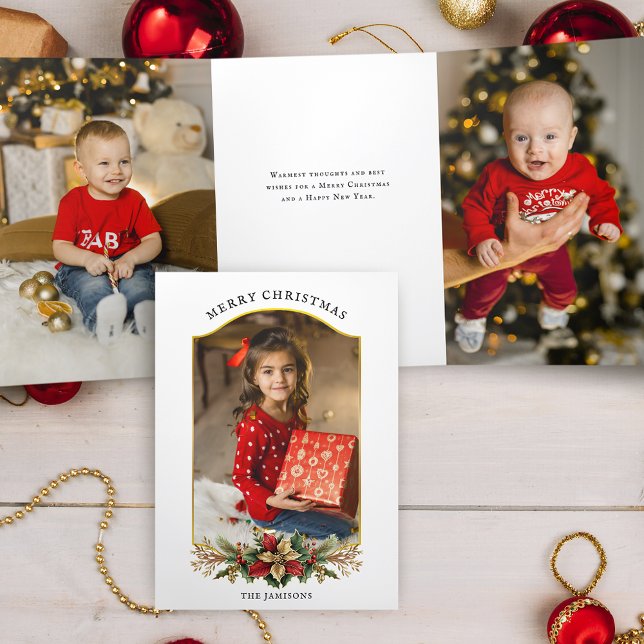 Carte Trois Volets Élégante photo florale de Noël (Créateur téléchargé)