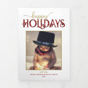 Carte Trois Volets Festive Custom Happy Holidays Typographie