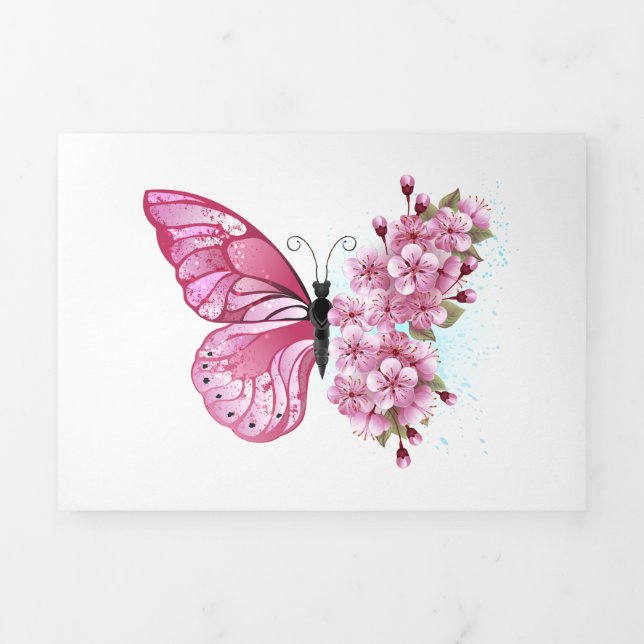 Carte Trois Volets Flower Butterfly (Page de couverture)