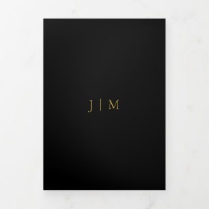 Carte Trois Volets Formal Black Moderne Or Design sophistiqué