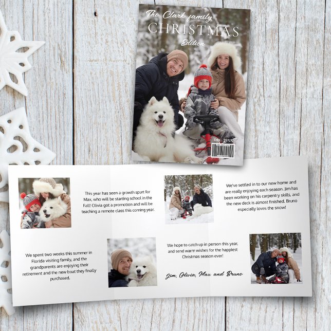 Carte Trois Volets Fun Magazine Style de couverture de Noël Photo (Créateur téléchargé)
