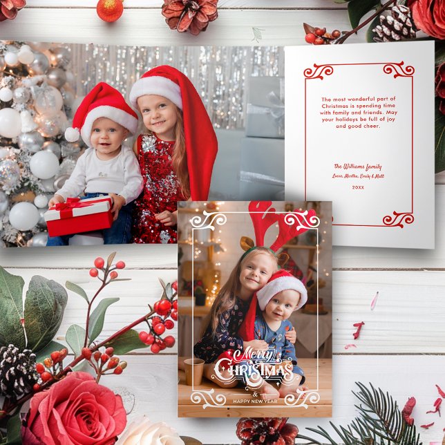 Carte Trois Volets Fun Tourbillonnant Noël Frontière Joyeux Noël Phot (Créateur téléchargé)