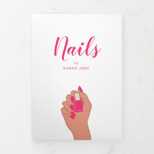 Carte Trois Volets Fuschia rose moderne ongles main polonais Salon à 