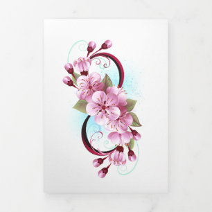 Carte Trois Volets Infinité avec les fleurs Sakura