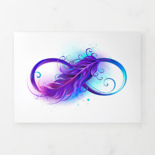 Carte Trois Volets Infinité avec plumes violettes