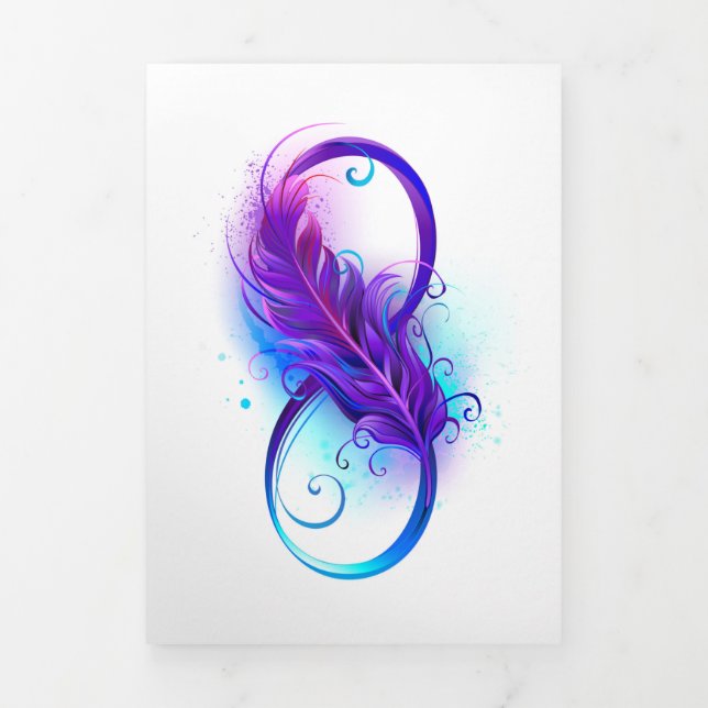 Carte Trois Volets Infinity with Purple Feather (Page de couverture)