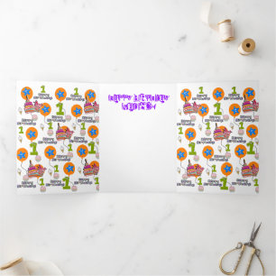 Carte Trois Volets Joyeuse Carte d'Anniversaire, #1 Anniversaire Blan