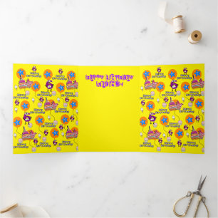 Carte Trois Volets Joyeuse carte d'anniversaire 6e, #6 Anniversaire J