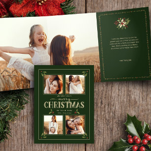 Carte Trois Volets Joyeux Noël de style élégant vintage 4-Photo 