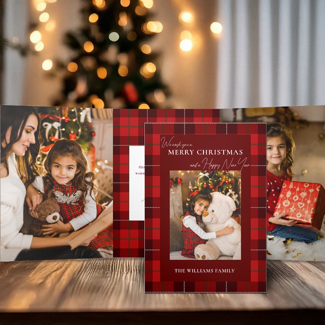 Carte Trois Volets Joyeux Noël rouge 1 photo (Créateur téléchargé)