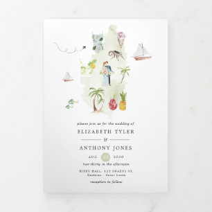Carte Trois Volets Mariage de destination Sainte-Lucie