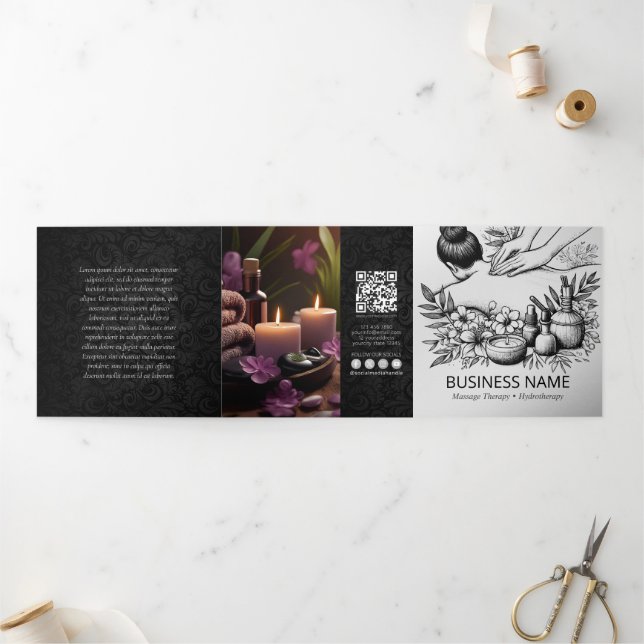 Carte Trois Volets Massage Thérapie Guérison Mains Spa d'énergie trip (Extérieur)