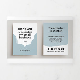 Carte Trois Volets Merci Minimal Pour Le Soutien À Mes Petites Entrep