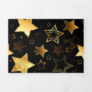 Carte Trois Volets Motif sans couture avec étoiles d'or
