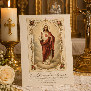 Carte Trois Volets Neuvaine de reddition Jésus Sacré-Cœur 