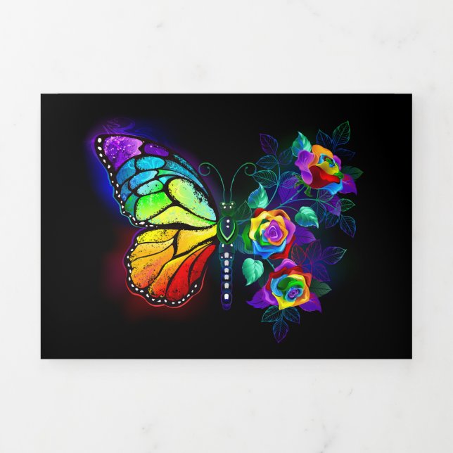 Carte Trois Volets Papillon arc-en-ciel (Page de couverture)
