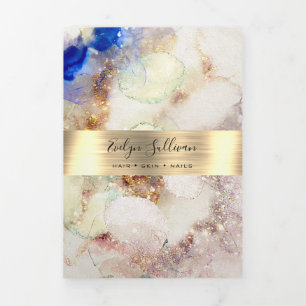 Carte Trois Volets Parties scintillant Aquarelle et huile d'or Brochu