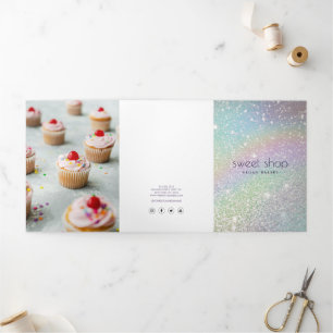 Carte Trois Volets Parties scintillant holographique Boulangerie, Men