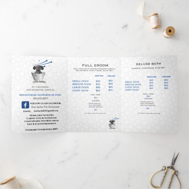 Carte Trois Volets Pet Groomer Promotional Tri-Fold Card (Intérieur)