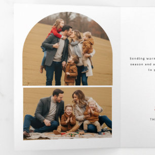 Carte Trois Volets Photo de famille Noël à disposition arquée élégant