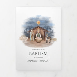Carte Trois Volets Photo de Noël religieux de la Nativité de Jésus
