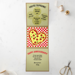 Carte Trois Volets Pizza Box Puns Anniversaire Valentine Tri-Fold Car