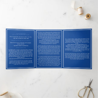 Carte Trois Volets Prière juive Shema bleu anglais hébreu