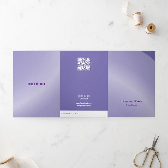 Carte Trois Volets Qr Code Modérée Lilac Moderne Neat Ombragé (Extérieur)