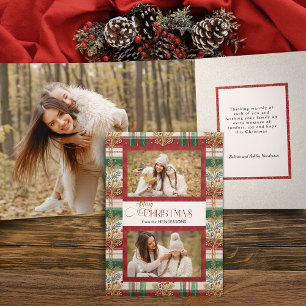 Carte Trois Volets Rustique Joyeux Noël Botanique Plaid 2 Photo