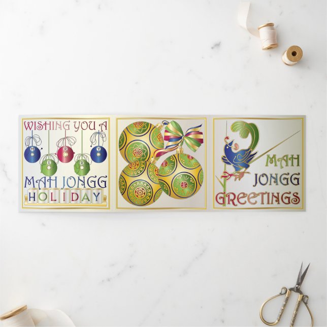 Carte Trois Volets Salutations Mah Jongg (Extérieur)