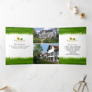 Carte Trois Volets Services de coupe de tondeuse de pelouse Gold Lawn