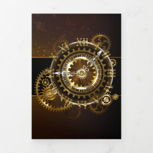 Carte Trois Volets Steampunk clock with antique gears