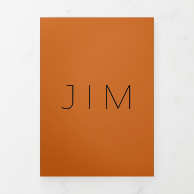 Carte Trois Volets Terracotta Burnt Orange Formel Mariage minimal (Page de couverture)