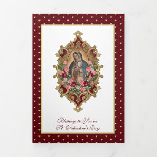 Carte Trois Volets Vierge religieuse Marie Guadalupe Prière Valentine