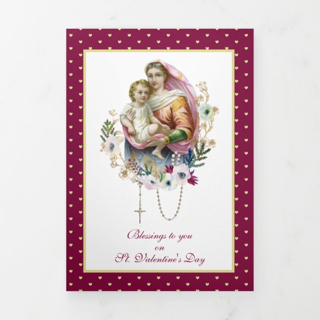 Carte Trois Volets Vierge religieuse Marie Jésus Prière Valentine (Page de couverture)