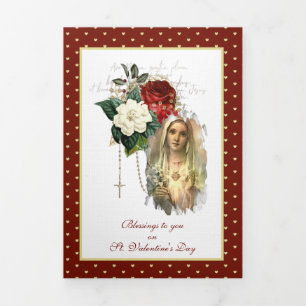 Carte Trois Volets Vierge religieuse Marie Prière Rosaire Valentine T