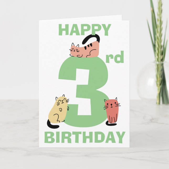Carte Troisième 3e anniversaire Doodchats message person (Devant)