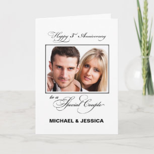 Carte Troisième anniversaire du Mariage Nom et photo per
