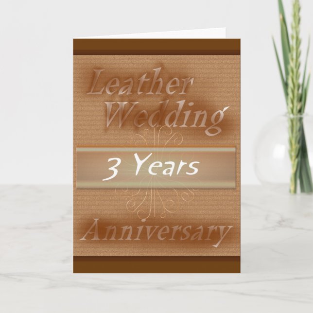 Carte Troisième cuir de ~ d'anniversaire de mariage (Devant)