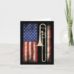 Carte Trombone États-Unis Drapeau Chemise Jazz Musique V