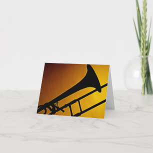 Carte Trombone Greeting Card Gold Background