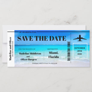 Carte Tropical Beach Boarding Pass Mariage Enregistrer L